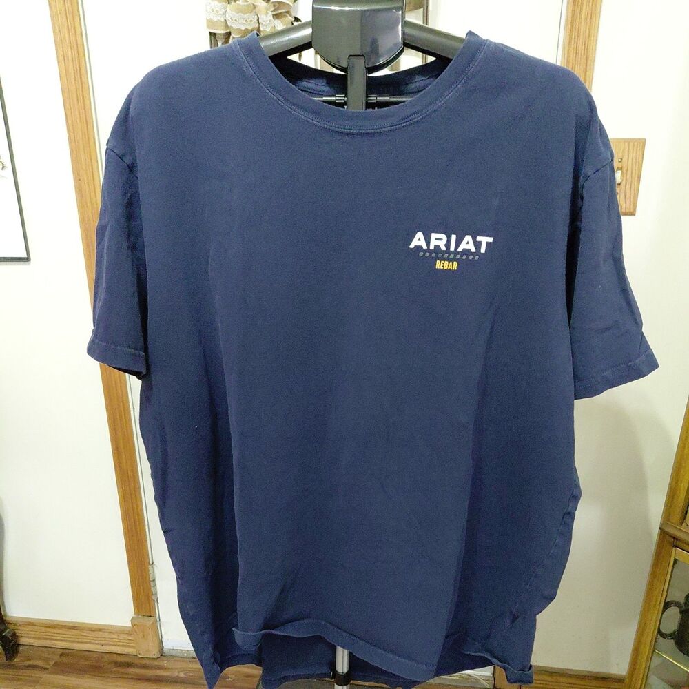 Ariat Rebar Cotton Tee Shirt Mens Size Large Blue Short Sleeve Crewneck